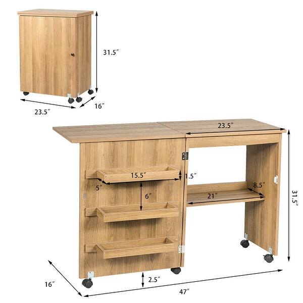 Shop Gymax Folding Sewing Craft Table Shelf Storage Cabinet Home Furniture On Sale Overstock 30630119