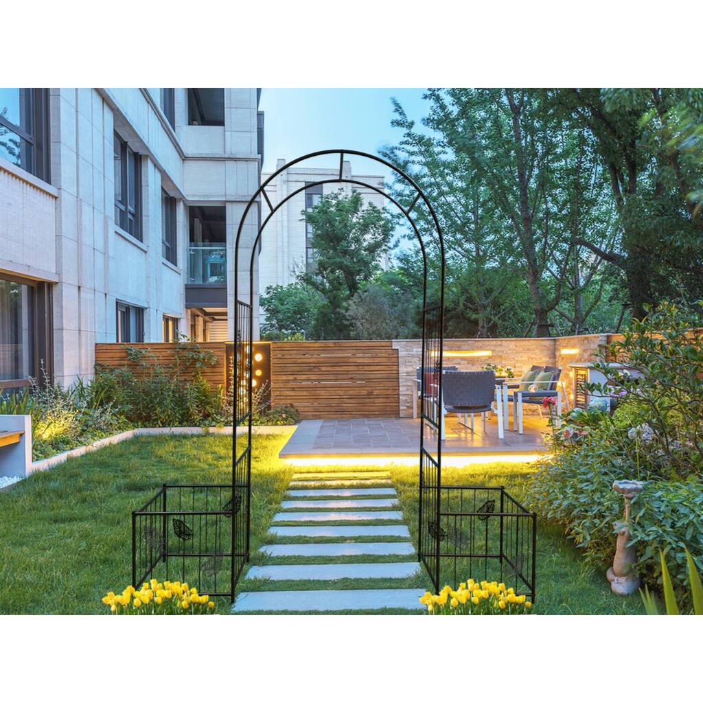 Metal Garden Arch Garden Arbor Trellis Climbing Plants Support Arch ...