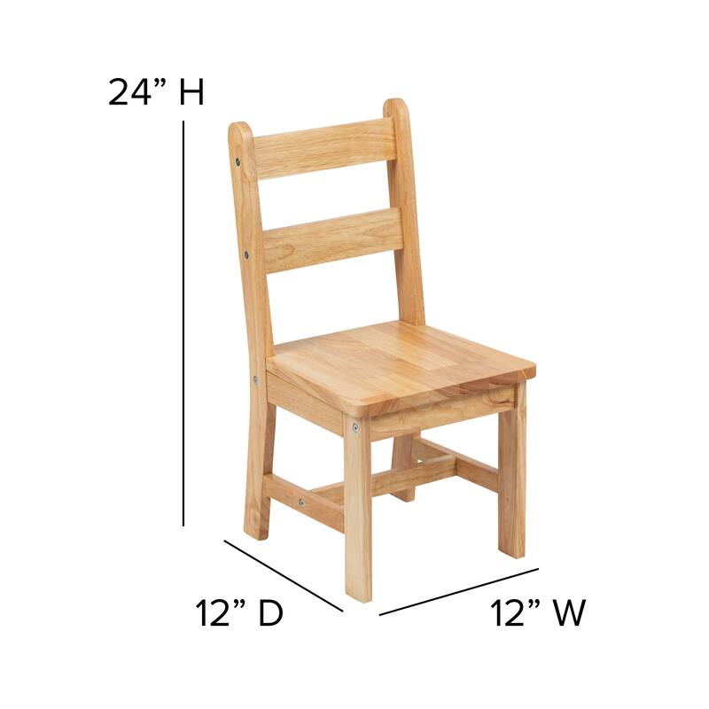 Kids 3 Piece Solid Hardwood Table and Chair Set for Playroom, Kitchen
