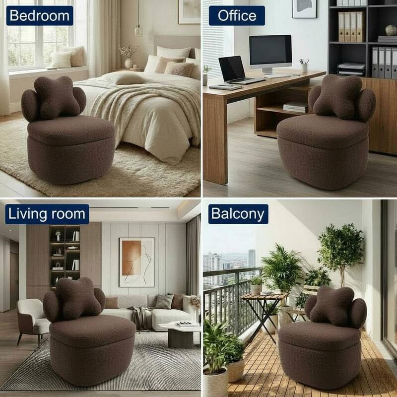 Modern Soft Toy Bear Accent Chair, Soft Boucle Upholstered Lounge Armchair