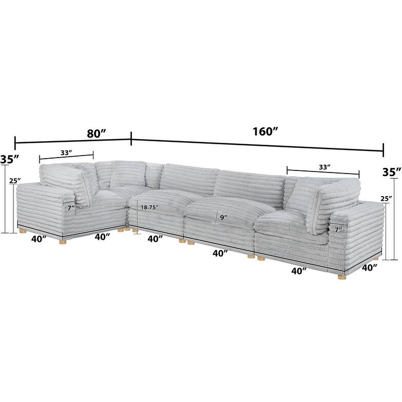 Best Quality Furniture 4-Piece Section Corduroy Modular