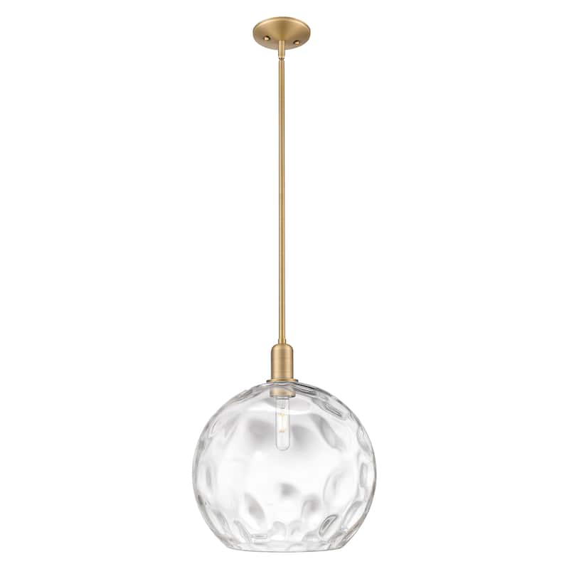 Innovations Lighting Endless Possibilities Arcadia - Athens Water Glass - 1 Light 13" Stem Hung Mini Pendant - Clear Water Glass/Brushed Brass