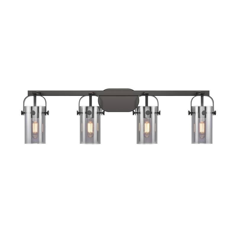 Innovations Lighting 423-4W-10-35 Pilaster II Cylinder Vanity Pilaster - Matte Black / Plated Smoke