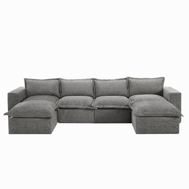 147.9'' W U-Shaped Modular Sectional Sofa Comfy Cloud Couch Chenille Sofa