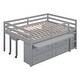 preview thumbnail 115 of 144, Twin/Full Size Low Loft Bed with Retractable Writing Desk and 4 Drawers, Wooden Loft Bedframe w/ Lateral Portable Desk & Shelves
