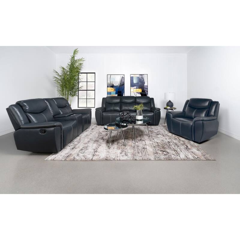 Stanwicke Blue Motion Reclining Sofa with Drop Down Table