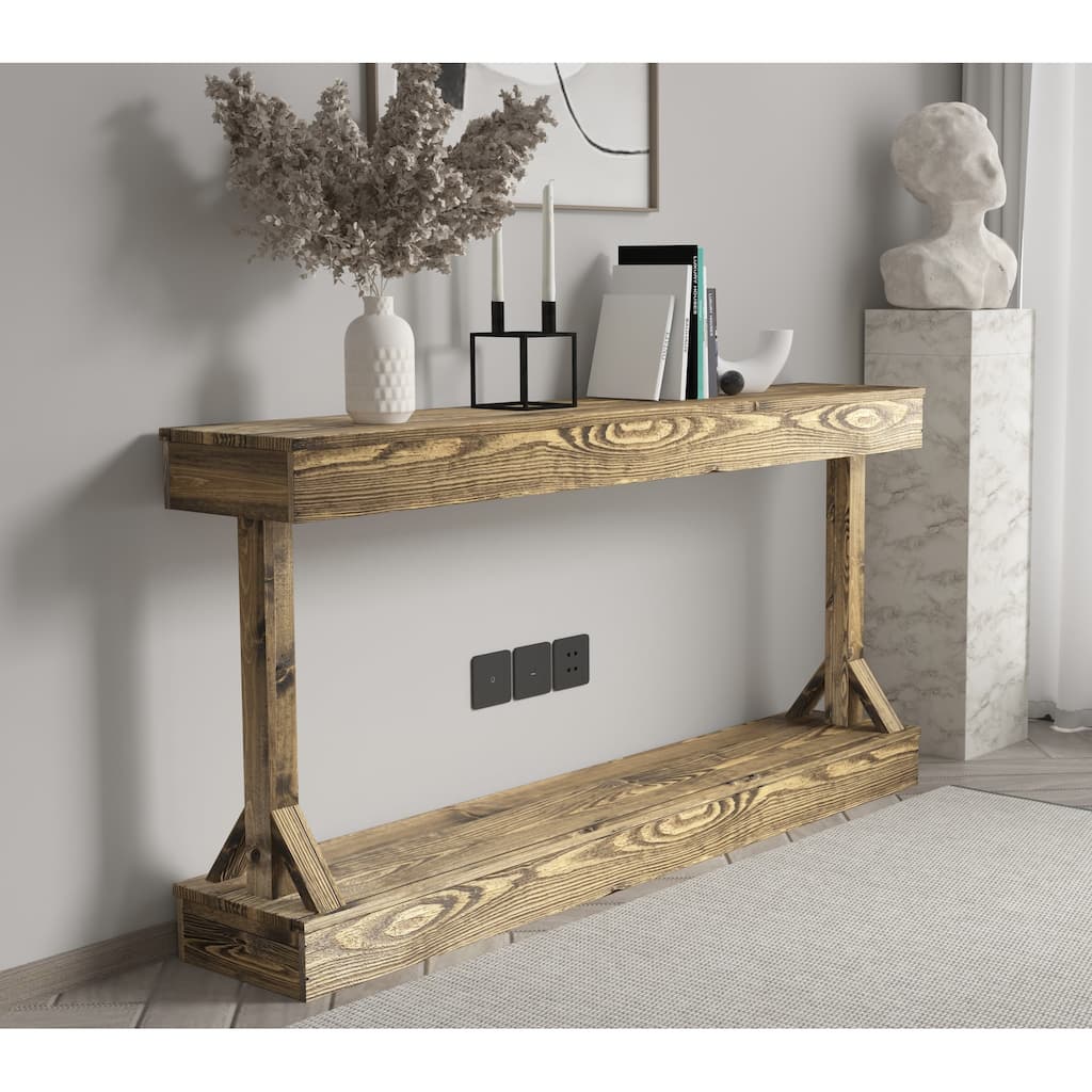 Large Barb Console Table, Dark Walnut