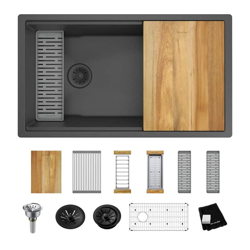 Elkay ELXRU13322W Quartz Luxe 33" Undermount Single Basin Quartz - Charcoal