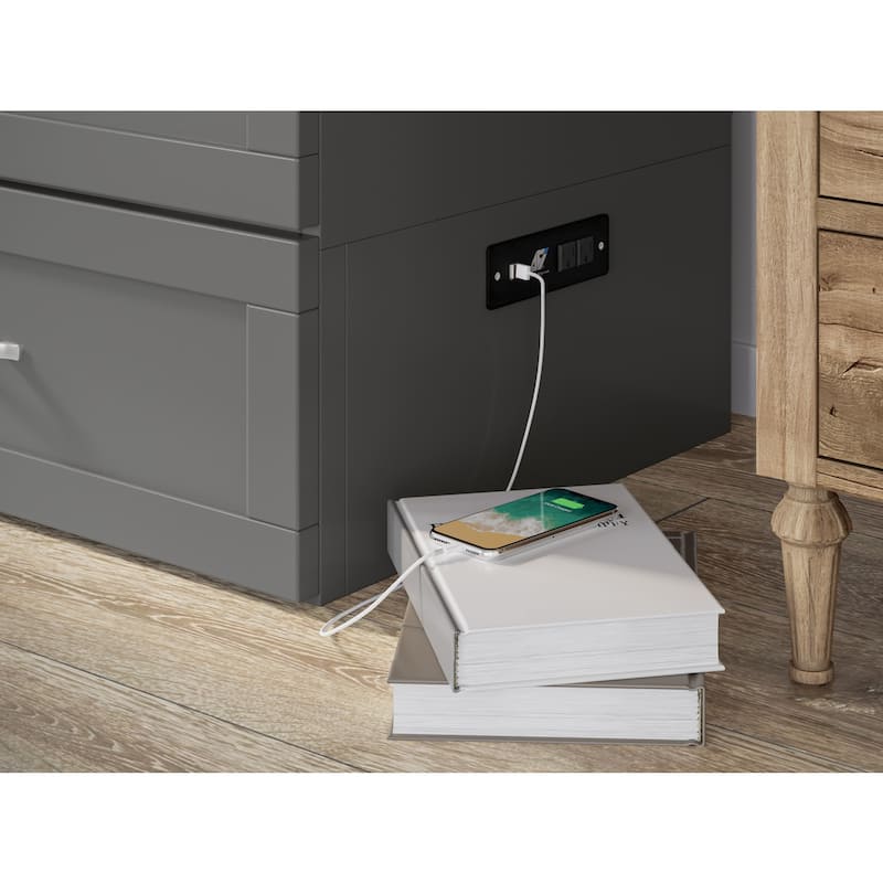 Queen Murphy Bed Chest Solid Wood with Mattress & USB Charging Station - Space Saving Furniture