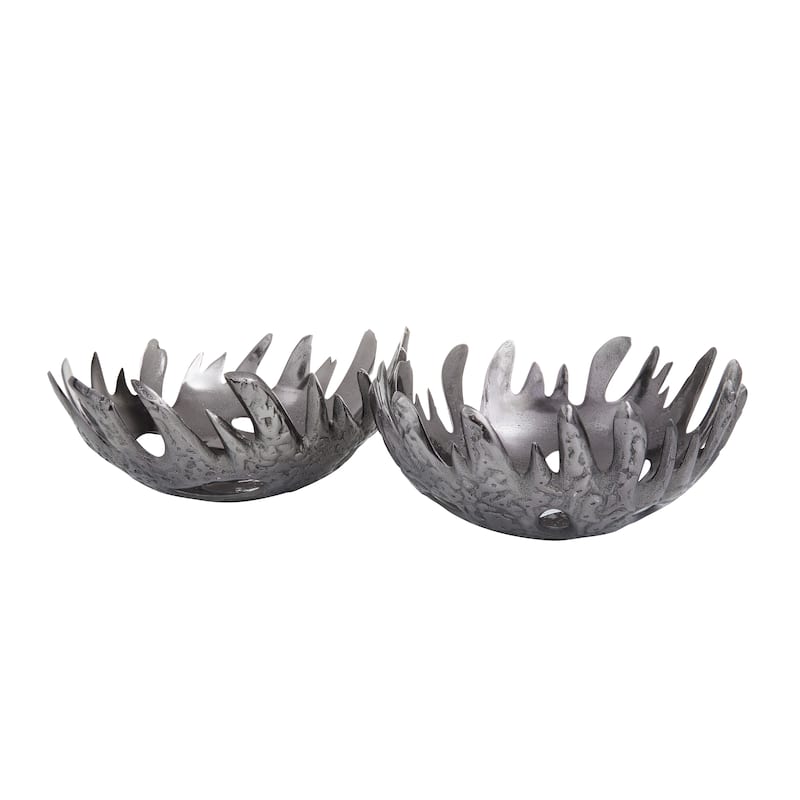 Black, Gold or Silver Aluminum Metal Decorative Bowl (Set of 2)