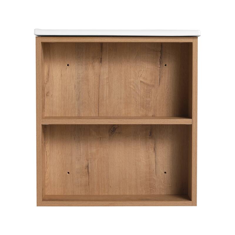 36" Wall-Mounted Bathroom Vanity, Double Soft-Close Drawers, Adjustable Side Rack, 45° Bevelled Invisible Handle