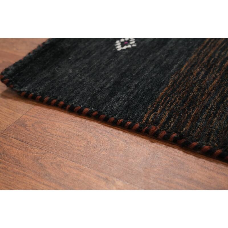 Hand Knotted Oriental 100% Wool Carpet Tribal Animal Pictorial Yellow & Gold Gabbeh Area Rug - 11' 5'' X 8' 2''