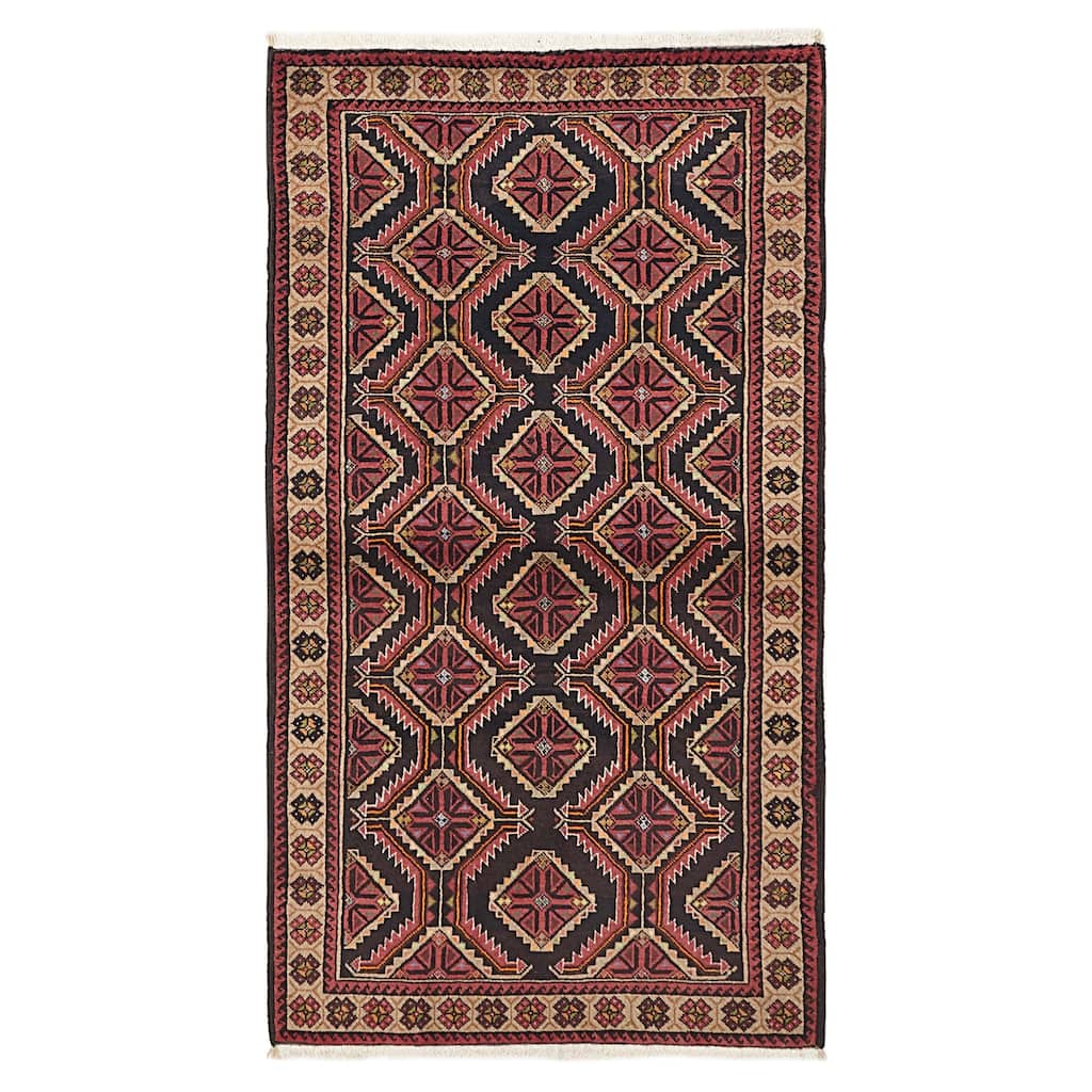 ECARPETGALLERY Hand-knotted Teimani Black, Red Wool Rug - 3'7 x 6'8