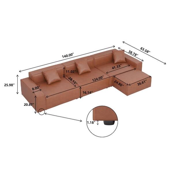 Vegan Leather 6-Piece Sectional Sofa