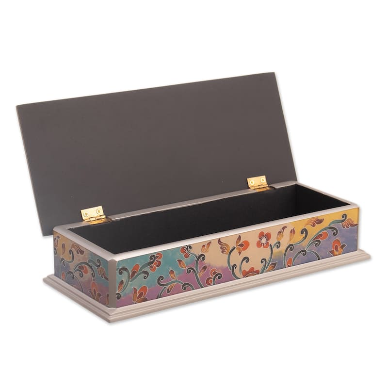 Novica Handmade Sweet Charm Reverse-Painted Glass Decorative Box