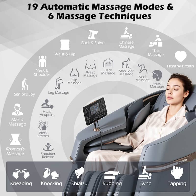 Costway Full Body Zero Gravity Massage Chair with Airbags Waist Heater