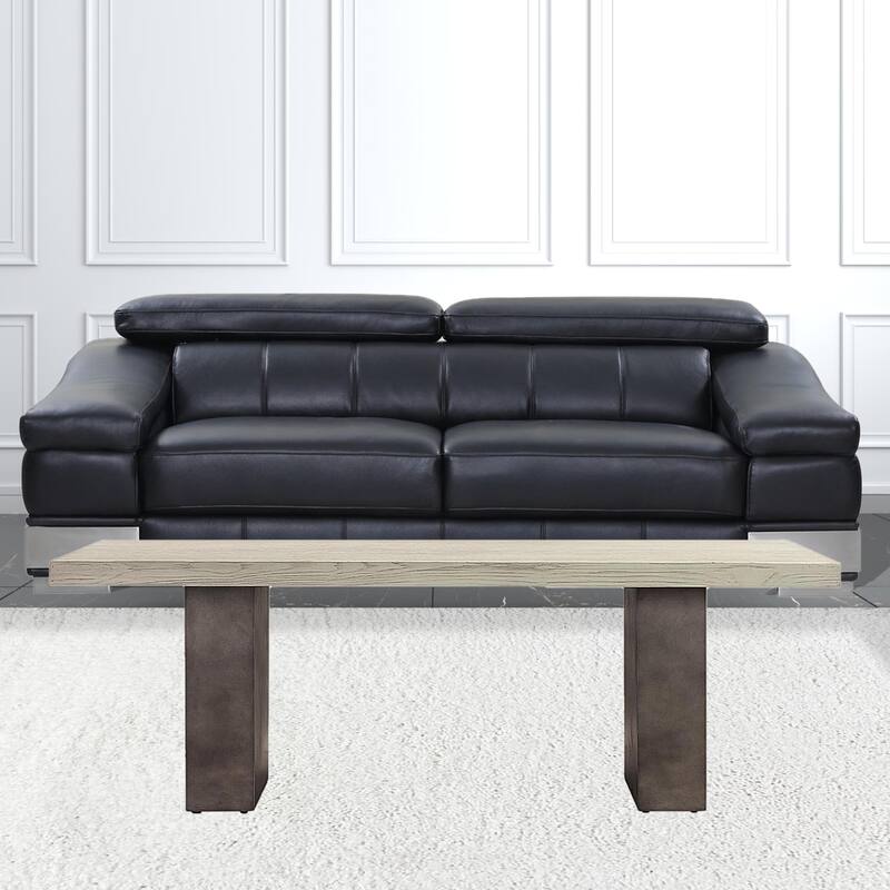 HomeRoots 24" Gray And Brown Concrete And Solid Wood Coffee Table - 24