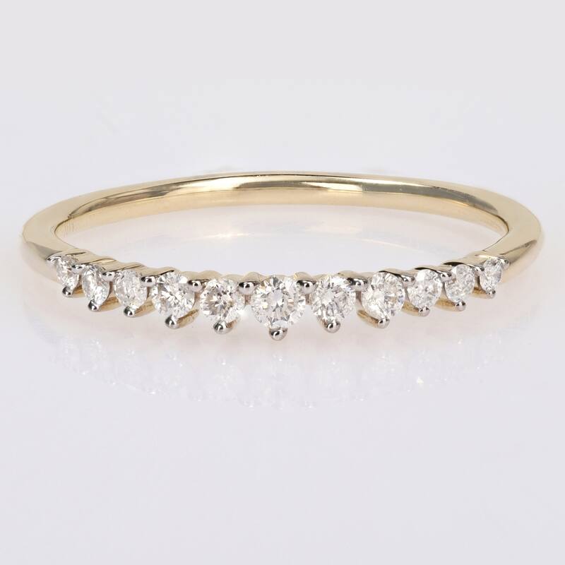 Miadora 10k Yellow Gold 1/5ct TDW Diamond Stackable Semi-Eternity Wedding Band Ring