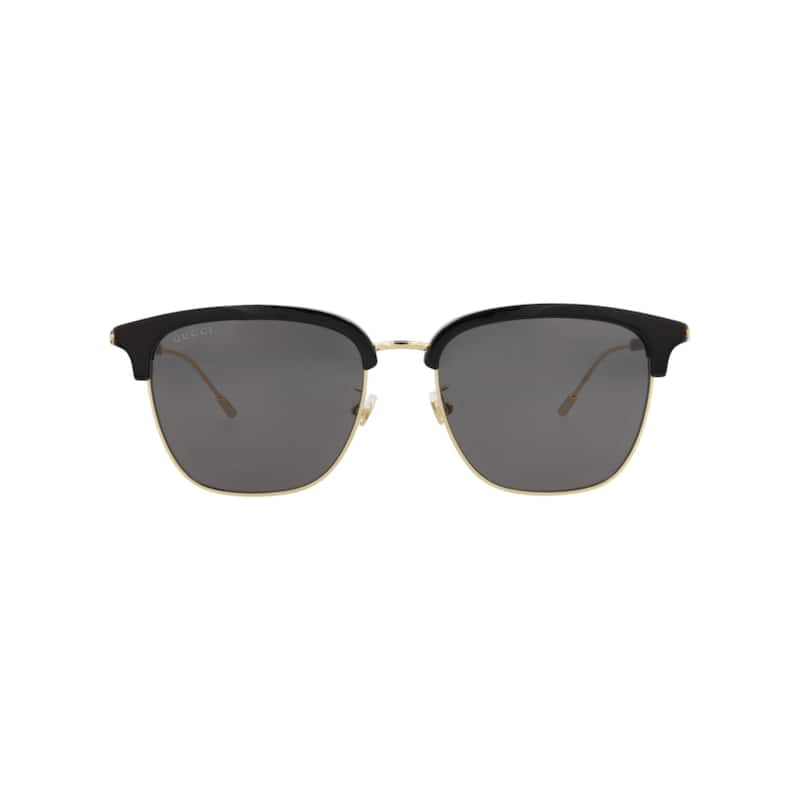 Gucci Round-Frame Recycled Acetate Sunglasses - Black Gold Grey - Black - Grey Lens