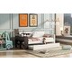 preview thumbnail 5 of 6, Twin Size Upholstery Daybed with Storage Arm, Trundle, Cup Holder and USB Design, Beige