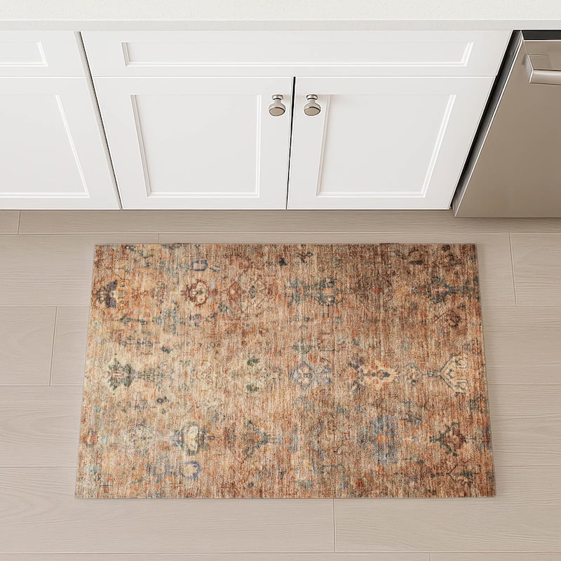 Machine Washable Indoor/ Outdoor Traditional Serenity Chantille Rug