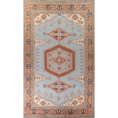 Light Blue Heriz Serapi Oriental Large Area Rug Wool Carpet - 11'3" x 17'10"