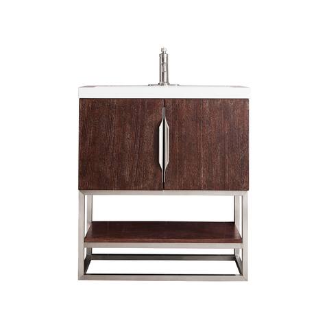 James Martin Vanities Columbia 31.5" Single Vanity, Coffee Oak with White Glossy Composite Stone Top