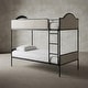 preview thumbnail 1 of 4, Furniture of America Orven Modern Black Metal Twin over Twin Bunk Bed with Reversible Ladder Beige