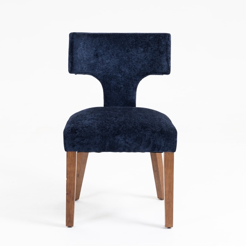 Linen Upholstered Dining Chairs Set of 2, Ergonomic Armless Side Chairs, Kitchen Chairs with Curved Back & Hardwood Frame