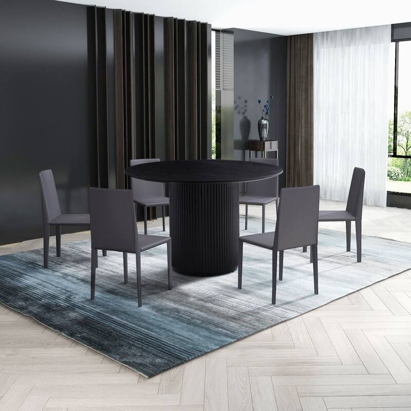 Round Dining Table Modern Wood Kitchen Table 47.24" Circular Tabletop for Leisure Coffee Table