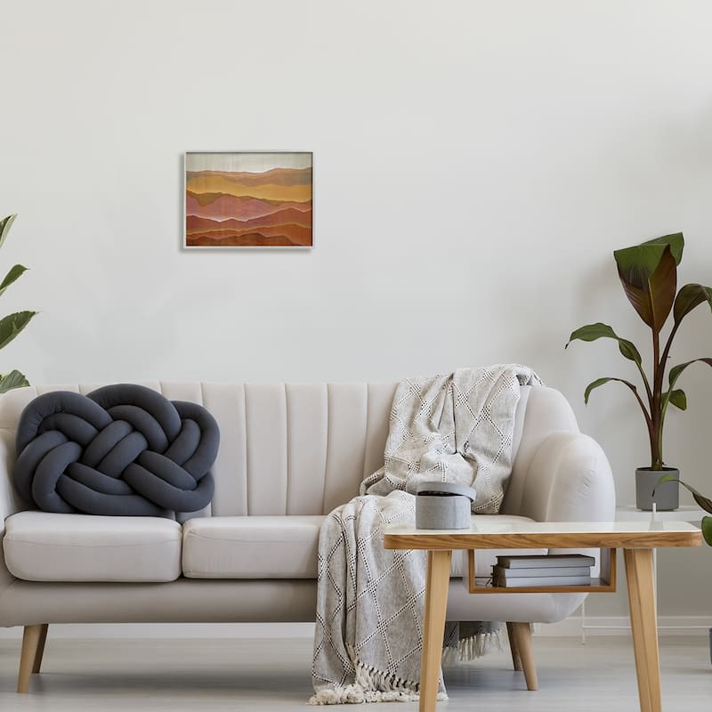 Stupell Warm Glowing Mountain Range Overlay Desert Landscape Framed Wall Art, Design by Liz Jardine