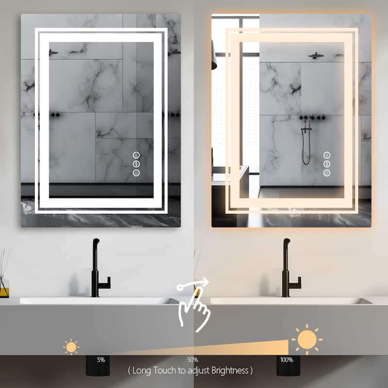 LED Bathroom Vanity Mirror 3 Colors Dimmable with Front and Backlit for Bedroom,Hotel