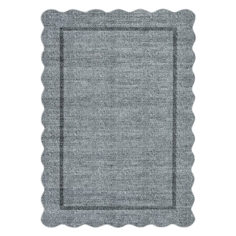 Garvee Scallop Solid Washable Area Rug