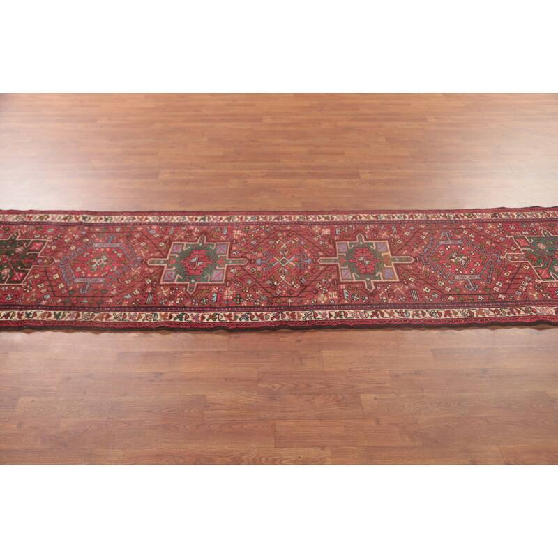 Tribal Geometric Gharajeh Persian Runner Rug Handmade Wool Carpet - 2'4"x 9'7"