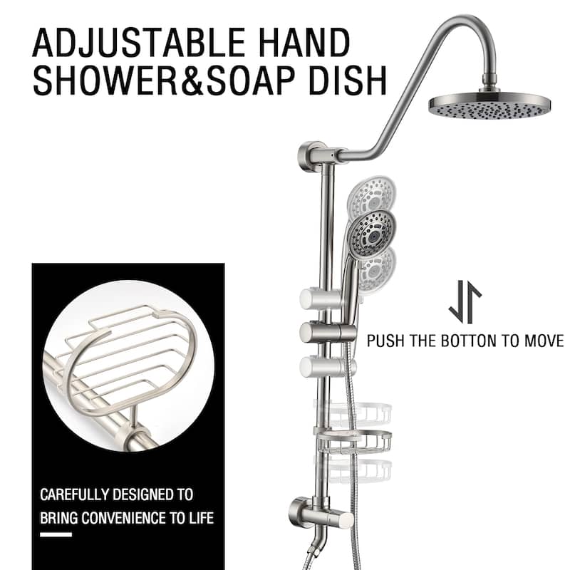 PROOX 8 inch Rainfall Shower Head Tub Faucet Spout and Shower Handheld w/ Soap Dish (Valve Included)