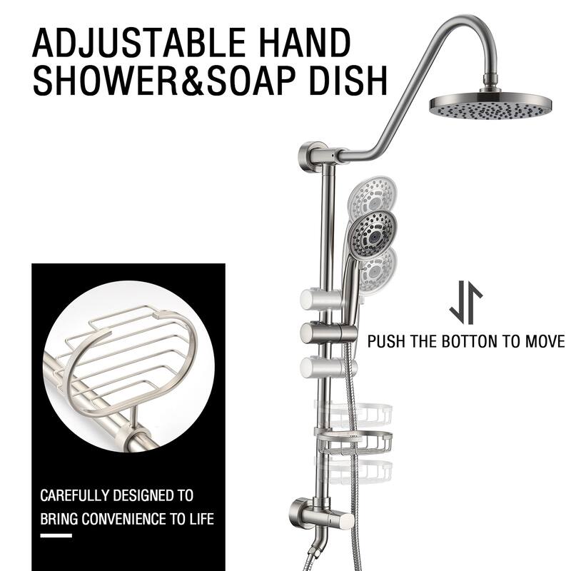 Proox 5-sprayer Rain Shower Faucet with Handheld Shower Soap Dish