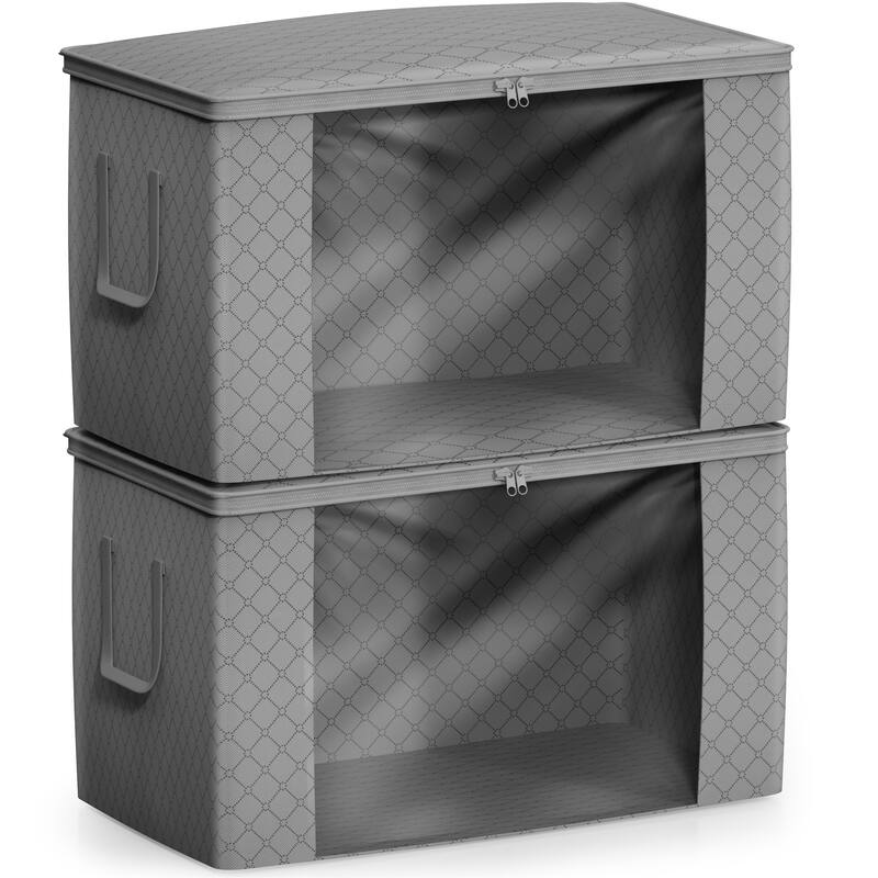 Sorbus Foldable Storage Bag Organizers, Large Clear Window & Carry Handles, Great for Clothes, Blankets, and More