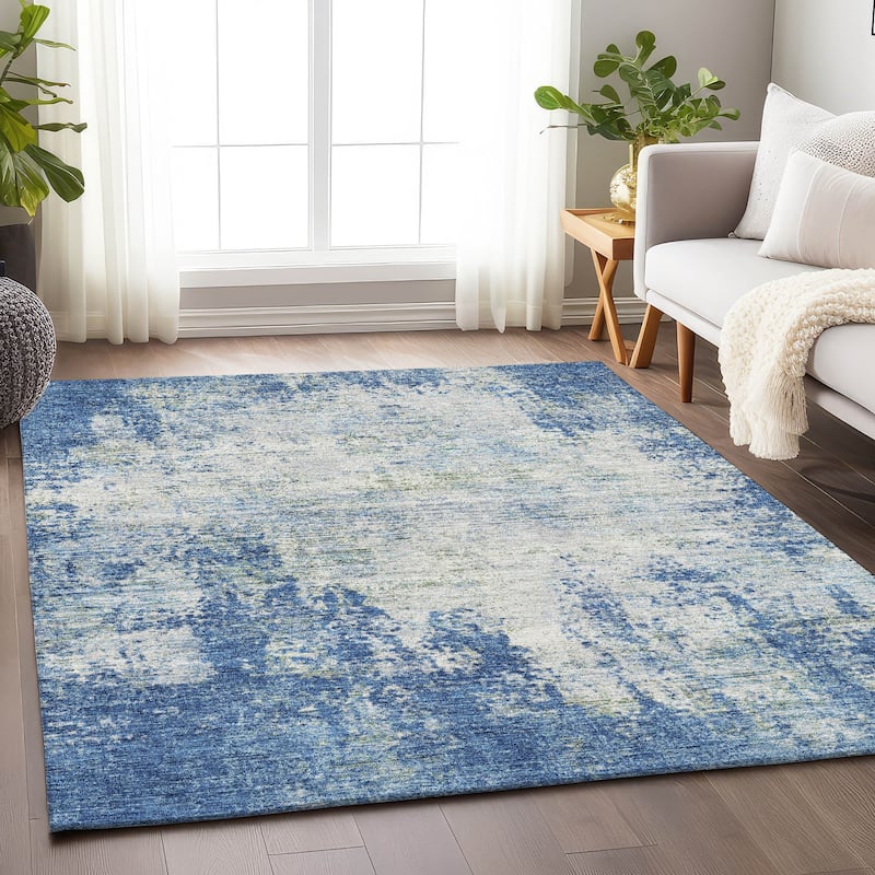 Premium Washable Super Soft Solid Casual Mayfield Rug - Denim - 8' x 10'