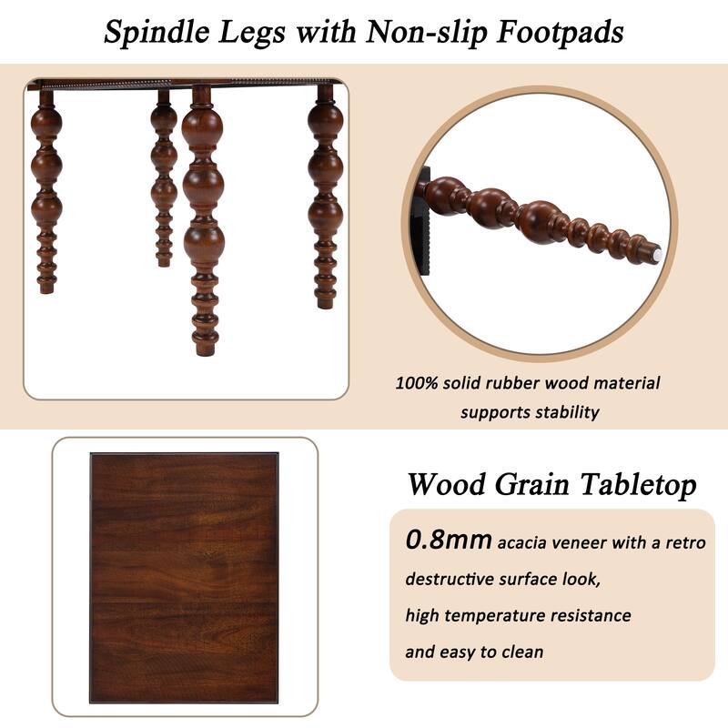 Solid Wood End Table with Drawer, Easy Assembly Vintage Narrow Sofa Side Table for Living Room