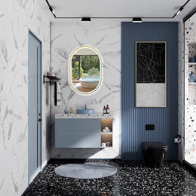 36"H Wall Mounted Bathroom Framed LED Mirror With Memory Function