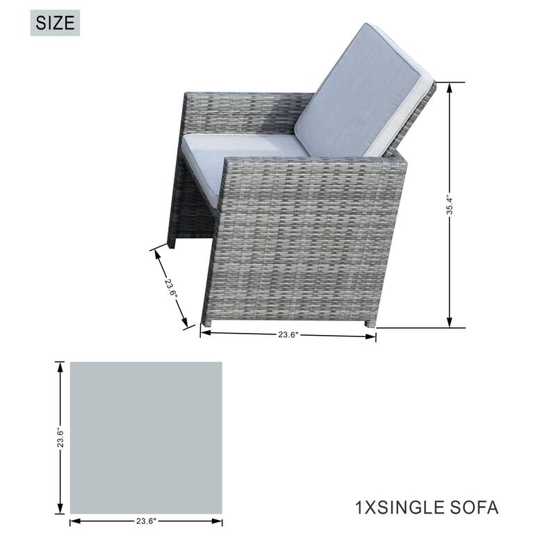 9-Piece Patio Wicker Rectangle Firepit Table with Chairs and Ottomans