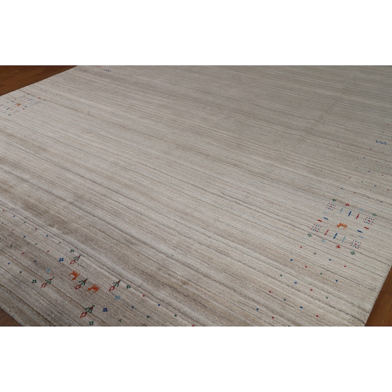 Striped Wool Gabbeh Indian Area Rug 9x12 - 9' x 12'