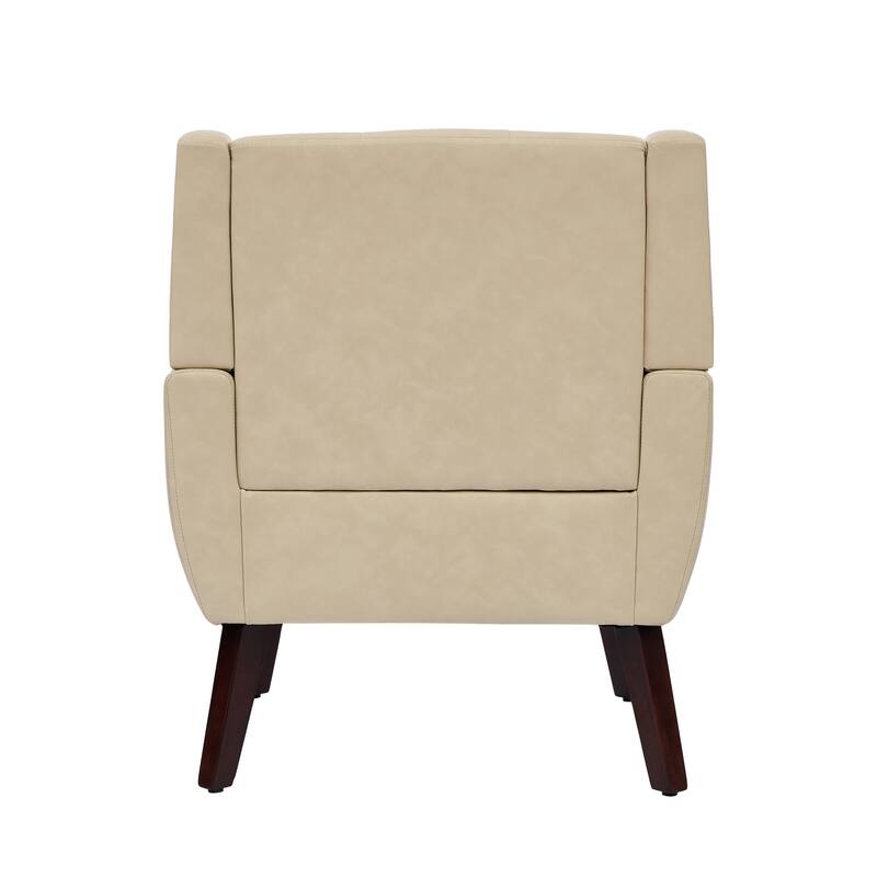 Modern Tufted Wingback Accent Chair Linen/Faux Leather/Velvet Armchair