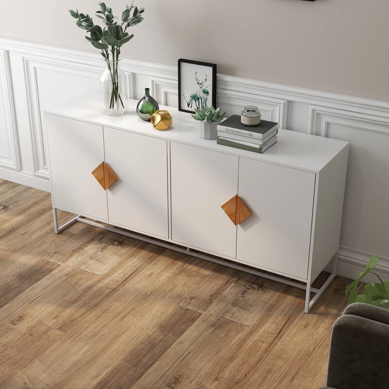 Modern Sideboard Buffet Cabinet Entrance Cabinet with 2 Storage Compartments and Square Handles, for Living Room