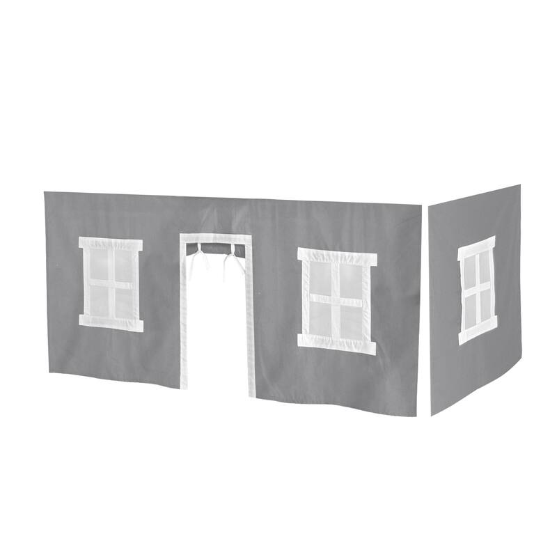 Max and Lily Cotton Underbed Curtain Square - Grey/White