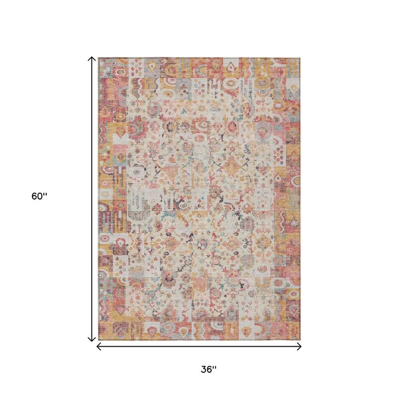 HomeRoots Patchwork Traditional Rectangle Outdoor Rug