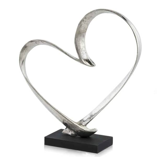 Raw Silver And Black Heart Sculpture Raw Silver And Black Heart Sculpture