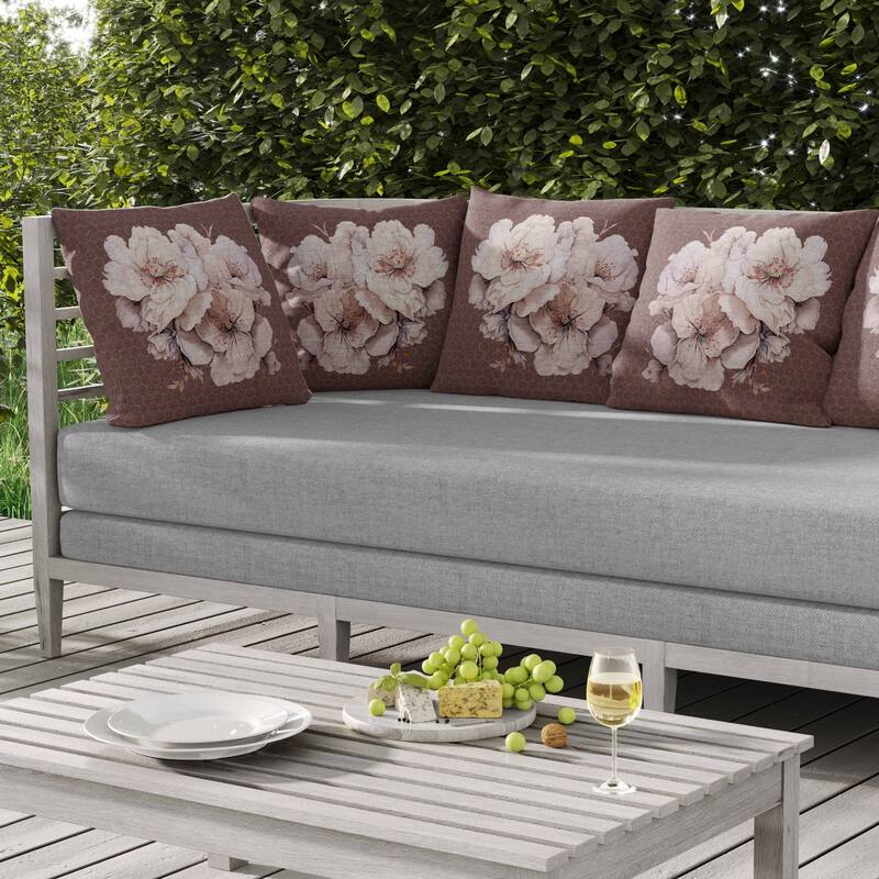 Magnolia Majesty Indoor/Outdoor Reversible Throw Pillow Deep and Taupe