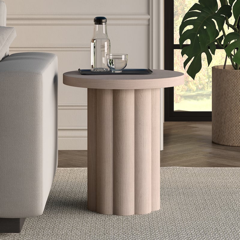 Olie 20" Wide Round Fluted Side Table - 20" Wide