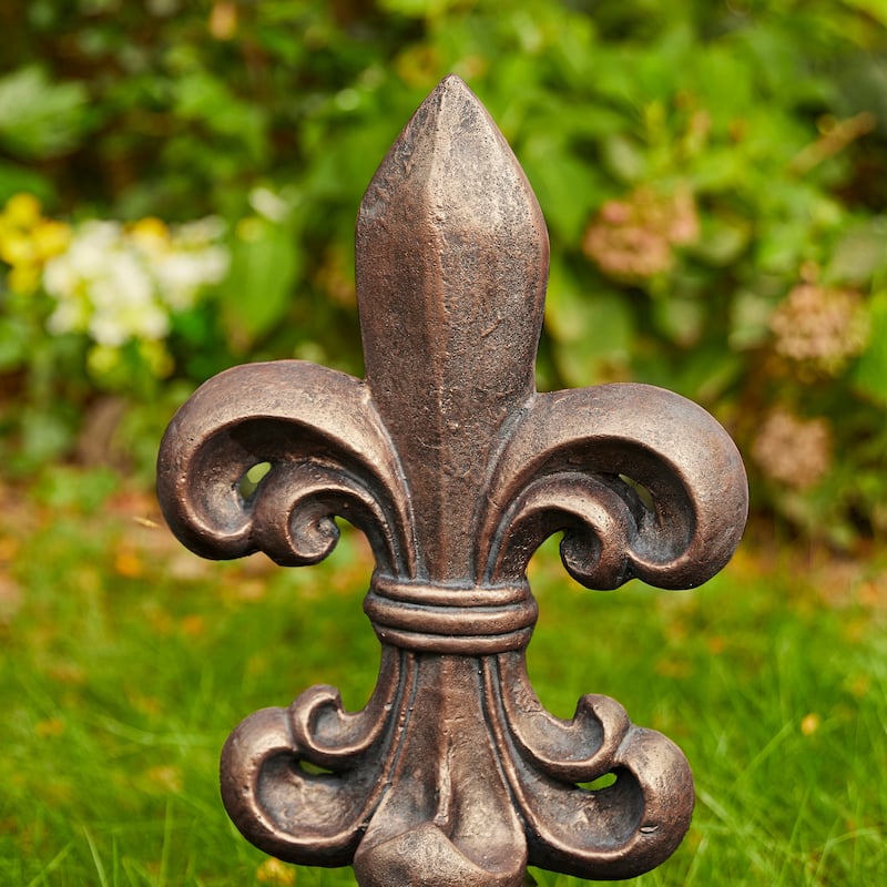 MgO Bronze French Holiness Fleur De Lis LYS Garden Statue Coastal Sculpture by Glitzhome